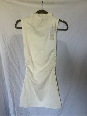 Altar'd State White Sleeveless Mock Neck Ruched Mini Dress